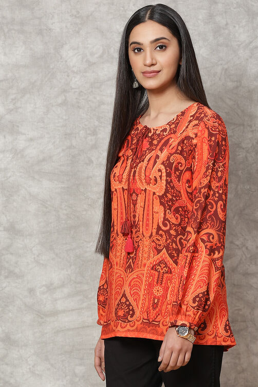 Orange Viscose Rayon Short Top image number 2