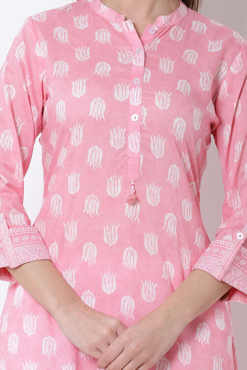Pink Viscose Straight Kurta image number 1