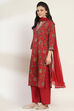 Maroon Cotton Blend Straight Set image number 3