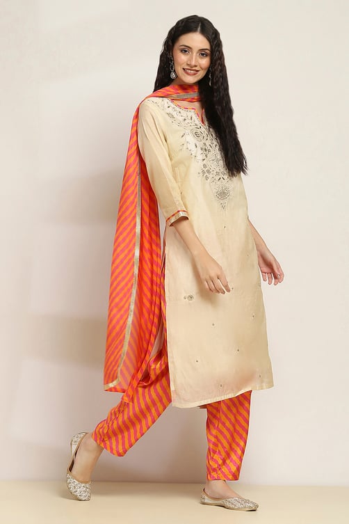 Gold Viscose Straight Set image number 5