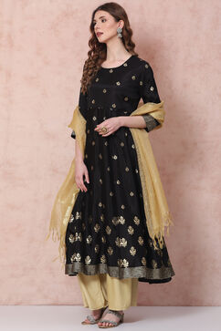 Black Kalidar Printed Suit Set image number 6