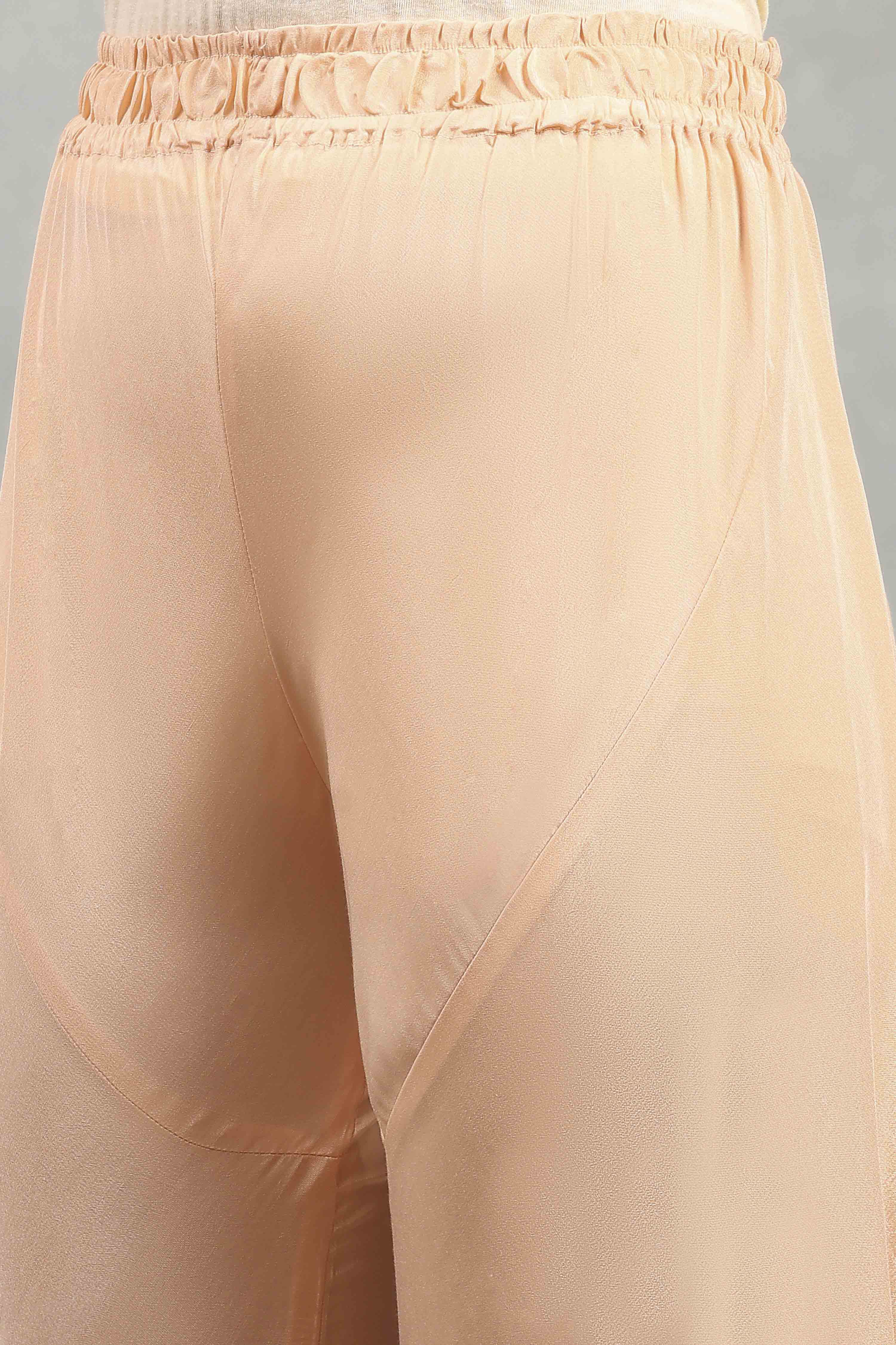 Beige Viscose Rayon Embroidered Anarkali Suit Set image number 2