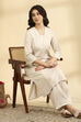 Off White Rayon Flex Straight Co-ord Set image number 0