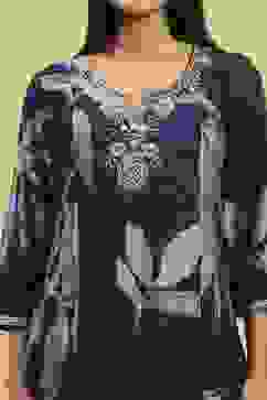 Indigo Blue Viscose Blend Printed Kalidar Kurta Pants Set image number 1