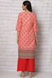 Coral Cotton Straight Kurta image number 4