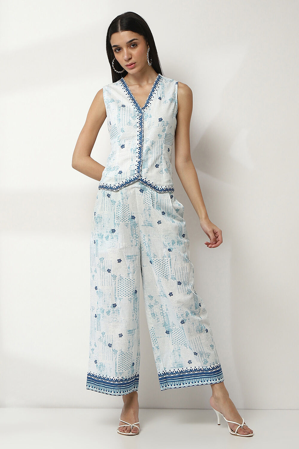 Blue Cotton Printed Co-ord Set image number 6