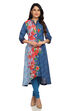 Blue A Line High Low Cotton Kurta image number 0