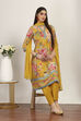 Yellow Viscose Polyester Kalidar Suit Sets