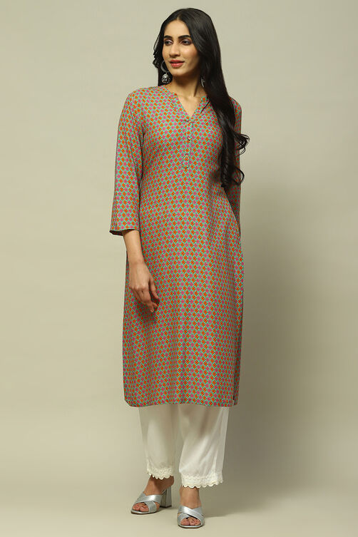 Green Rayon Staight Kurta image number 5