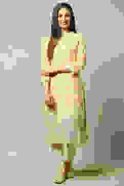 Yellow Floral Printed Straight Kurta image number 5