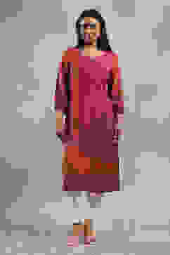 Pink Printed Straight Kurta image number 5