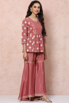 Onion Pink Art Silk Sharara Set image number 5