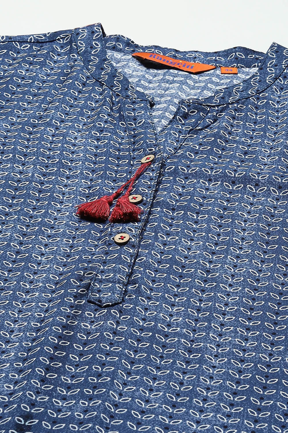 Indigo Blue LIVA Straight Printed Kurta image number 1