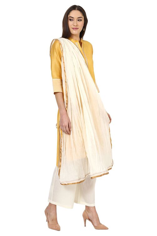 Off White Cotton Stole image number 3