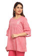 Pink Flared Cotton Indie Top image number 3