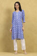 Blue Printed Straight Kurta image number 5