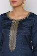 Petrol Blue Viscose Straight Suit Set image number 1