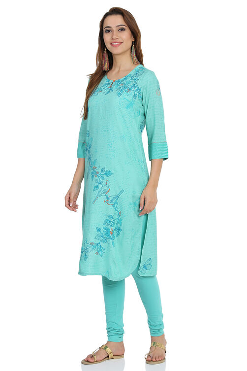 Turq Straight Viscose Kurta image number 2