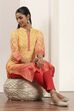 Mustard Polyester Straight Kurta Pants Set image number 0