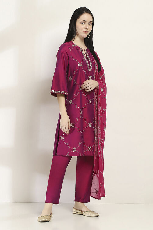 Purple Viscose Straight Set image number 5