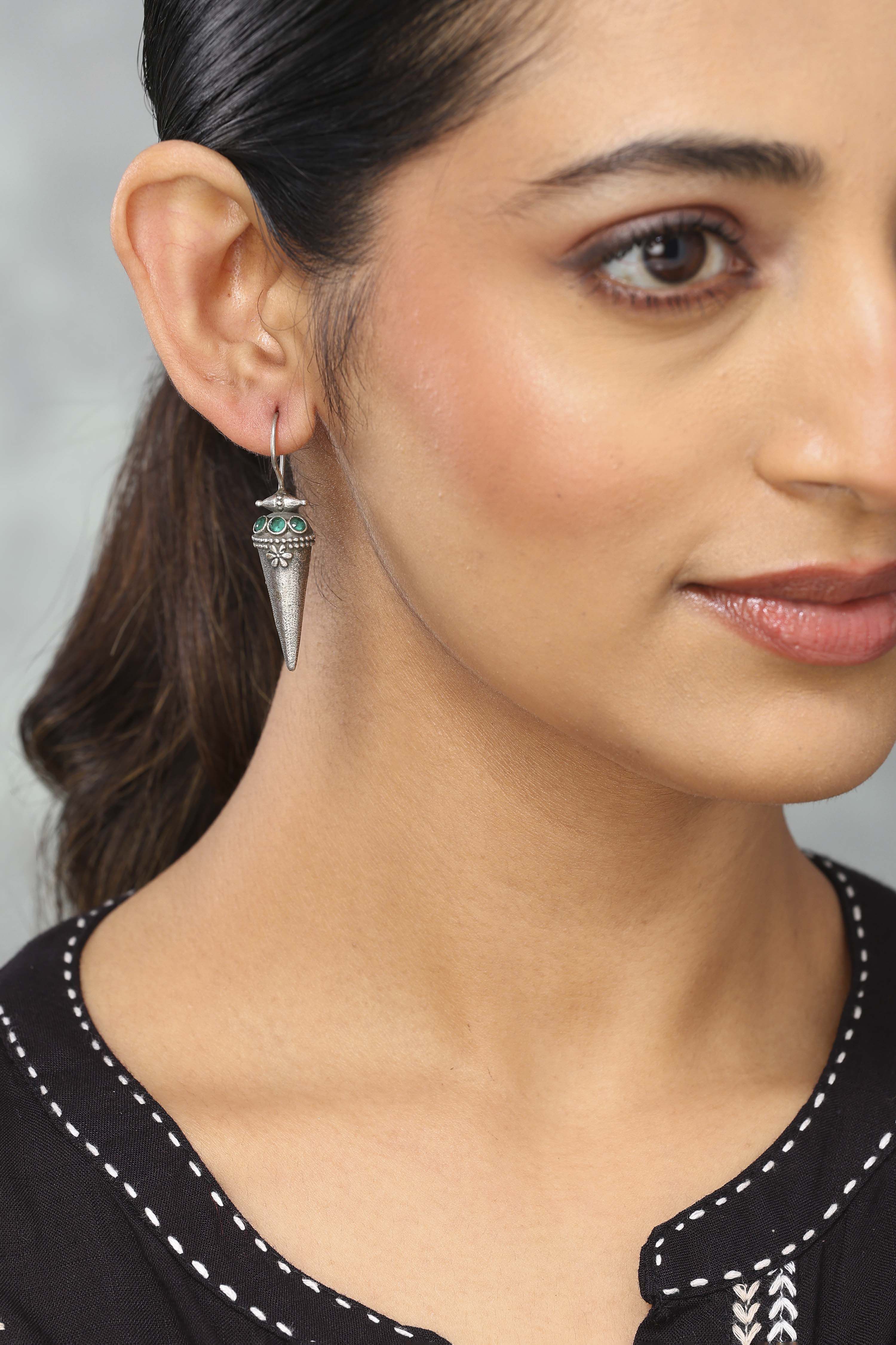 Green Brass Drop & danglers image number 1