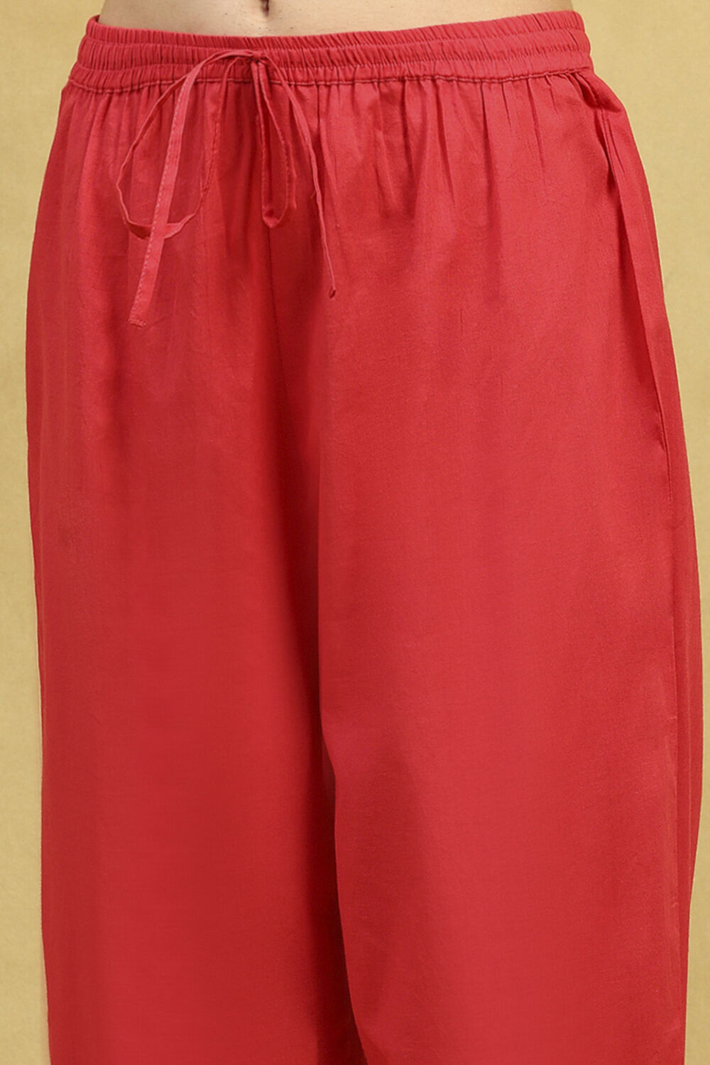 Brick Red Cotton Printed Gathered Suit Set image number 2