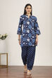 Blue Cotton Kurta Pants Set