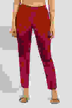 Maroon Cotton Solid Regular Pants image number 5