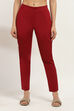 Navy Blue Cotton Solid Regular Pants image number 5