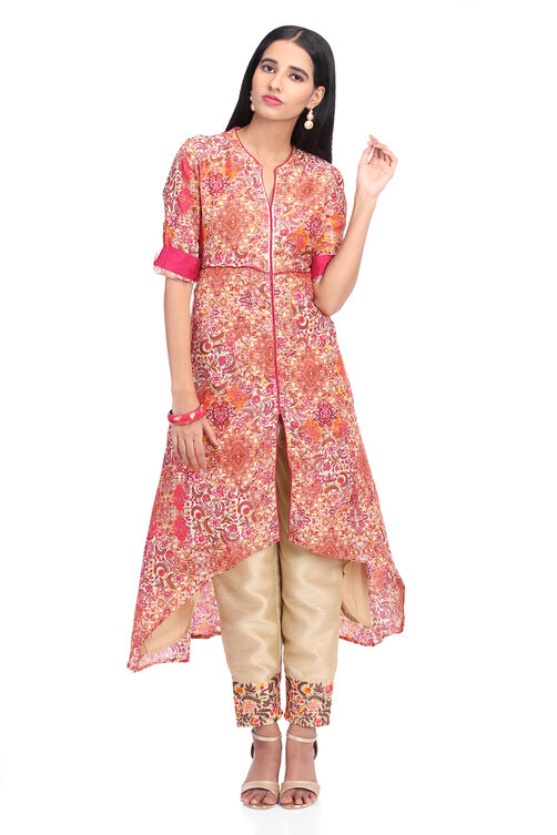 Multicolor Asymmetric Viscose Suit Set image number 0