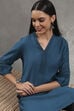 Purple Viscose Blend Solid Straight Kurta image number 6