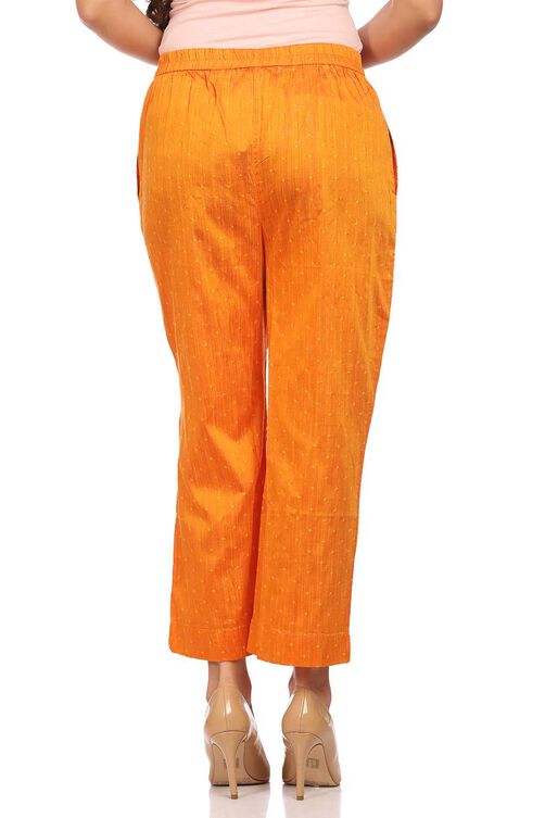 Orange Straight Viscose Slim Pants image number 2