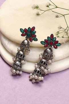 Red & Green Alloy Earrings image number 0