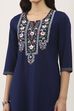 Navy Blue Cotton Blend Straight Kurtas image number 1