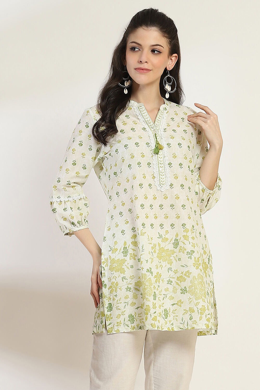 Green Cotton Straight Kurti image number 6