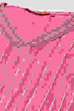 Pink LIVA Straight Printed Kurta Palazzo Suit Set image number 1