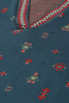 Blue Jacquard Straight Printed Kurta Palazzo Suit Set image number 1