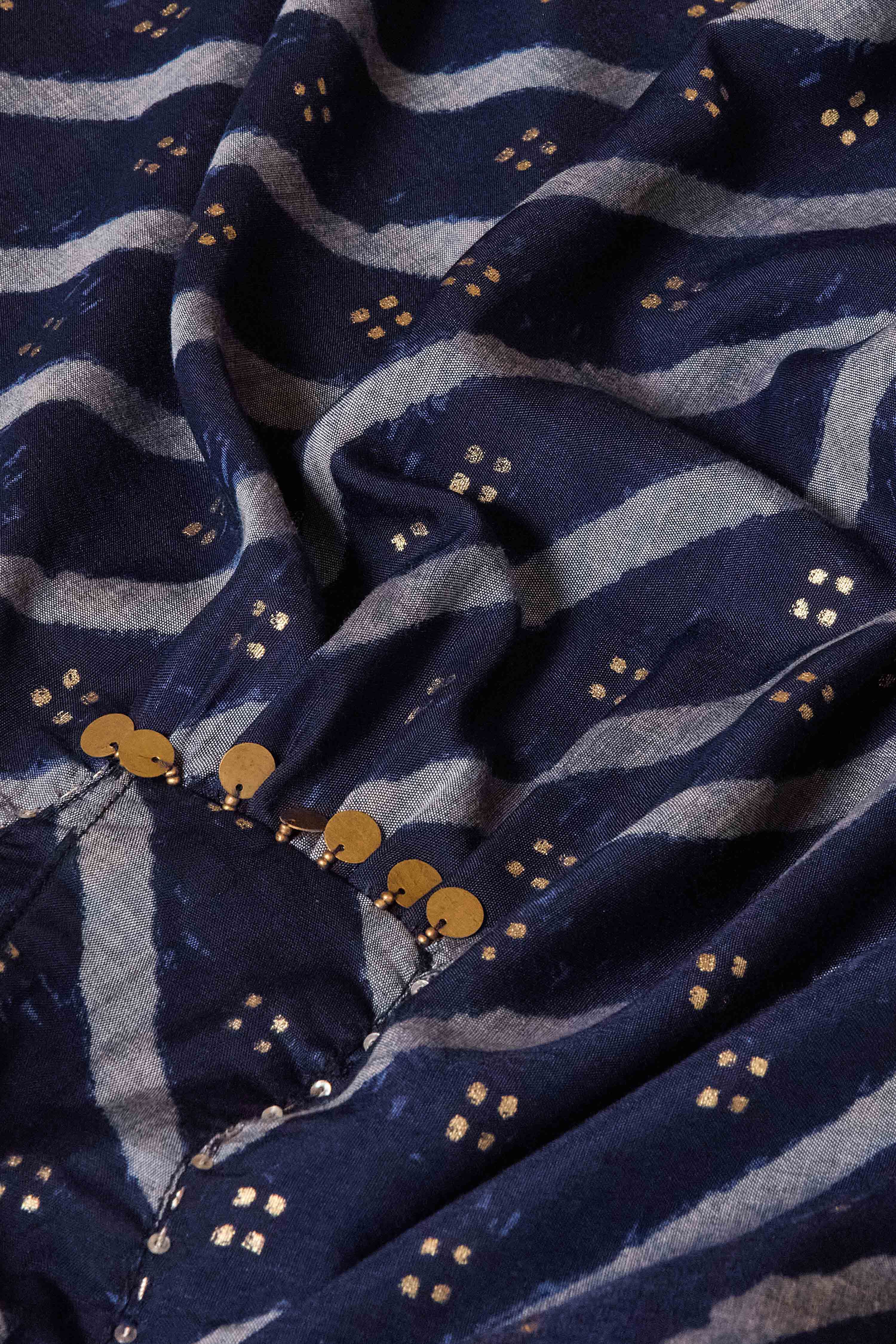 Indigo Viscose Blend Straight Printed Kurta Pants Set image number 3