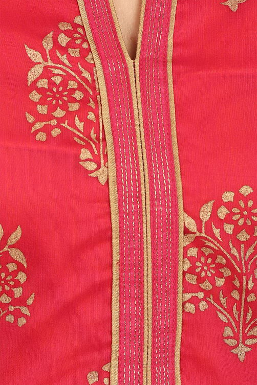 Pink Straight Poly Chanderi Kurta image number 4