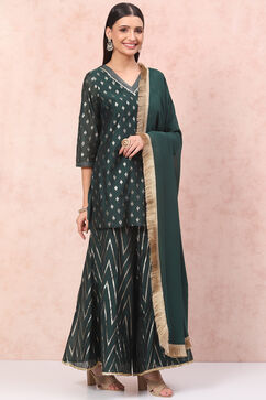Green Art Silk Straight Suit Set image number 0