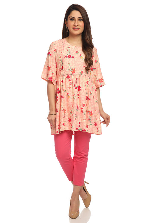 Peach Flared Viscose Indie Top image number 4