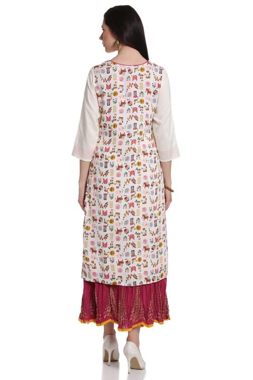 Ecru Rayon Straight Kurta image number 5
