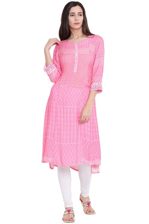 Pink Wool A-Line Kurta image number 0