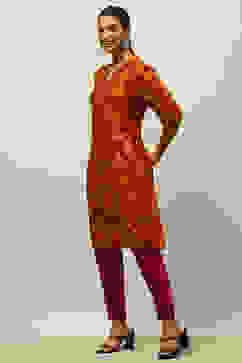 Yellow Rayon Printed Straight Kurta image number 2