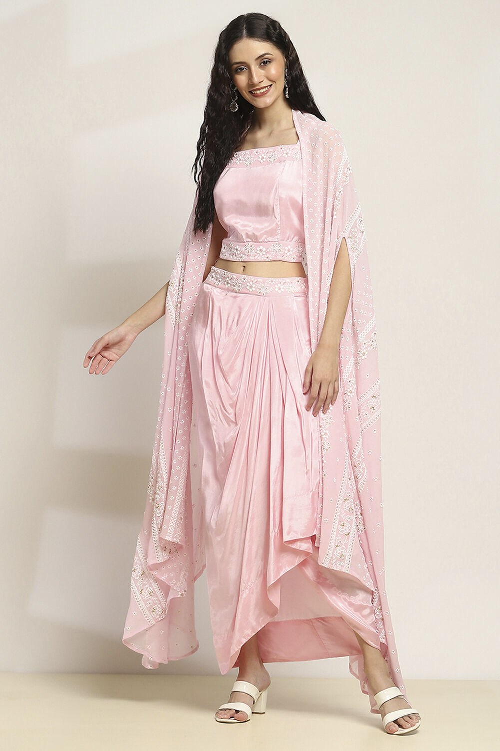 Pink Viscose Skirt Set image number 3