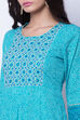 Turquoise Cotton Kalidar Kurta image number 1