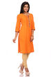 Orange Cotton Straight Kurta image number 1