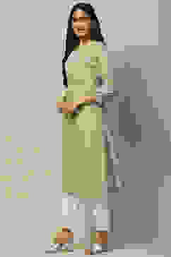 Green Rayon Staight Kurta image number 2