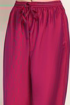 Purple Embroidered Straight Suit Set image number 2