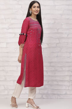 Rust LIVA Straight Kurta image number 3